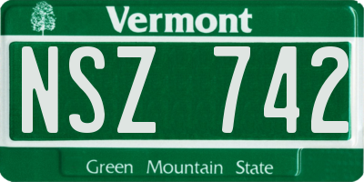 VT license plate NSZ742