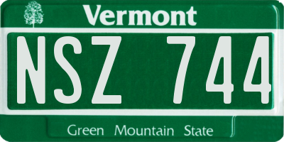VT license plate NSZ744