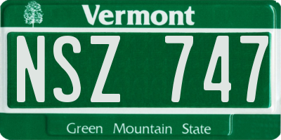 VT license plate NSZ747