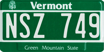 VT license plate NSZ749