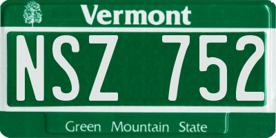 VT license plate NSZ752