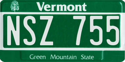 VT license plate NSZ755