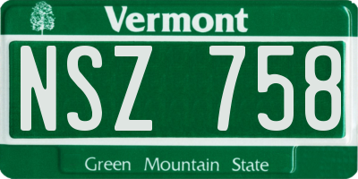 VT license plate NSZ758