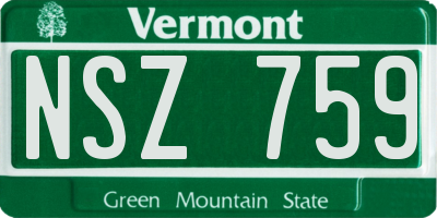 VT license plate NSZ759