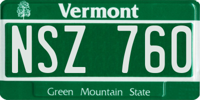 VT license plate NSZ760