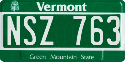 VT license plate NSZ763
