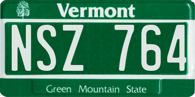 VT license plate NSZ764