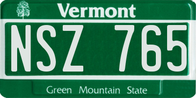 VT license plate NSZ765