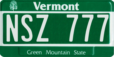 VT license plate NSZ777