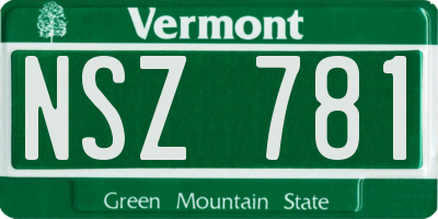 VT license plate NSZ781