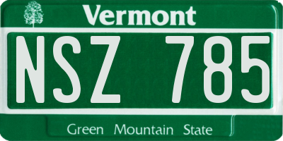 VT license plate NSZ785