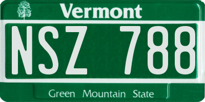 VT license plate NSZ788