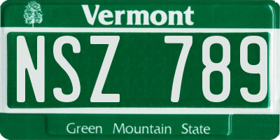 VT license plate NSZ789