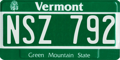 VT license plate NSZ792
