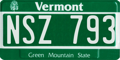 VT license plate NSZ793