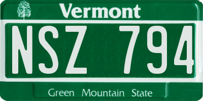 VT license plate NSZ794