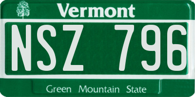 VT license plate NSZ796