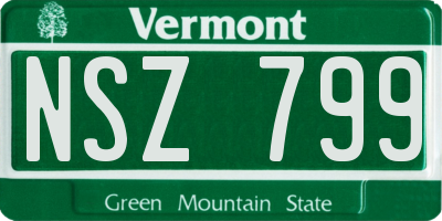 VT license plate NSZ799