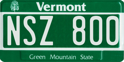 VT license plate NSZ800