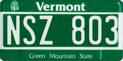 VT license plate NSZ803