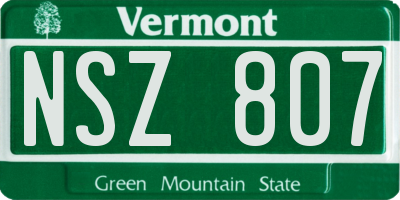 VT license plate NSZ807