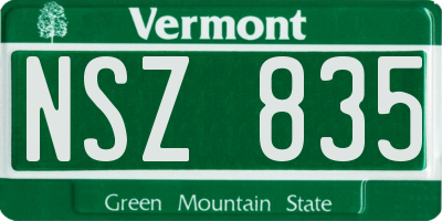 VT license plate NSZ835