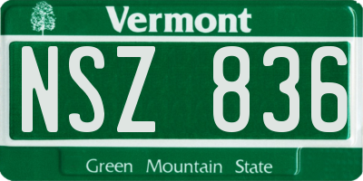 VT license plate NSZ836
