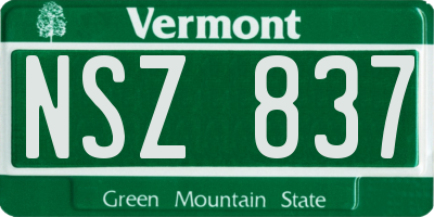 VT license plate NSZ837