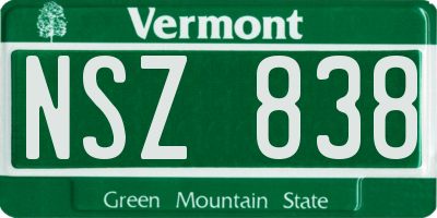 VT license plate NSZ838