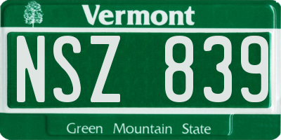 VT license plate NSZ839
