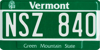 VT license plate NSZ840
