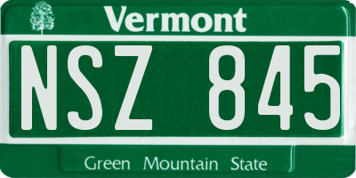 VT license plate NSZ845