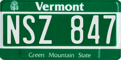 VT license plate NSZ847