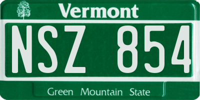 VT license plate NSZ854
