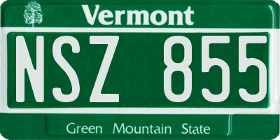 VT license plate NSZ855