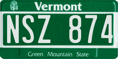 VT license plate NSZ874
