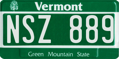 VT license plate NSZ889