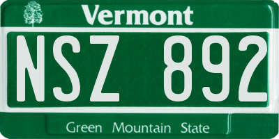 VT license plate NSZ892