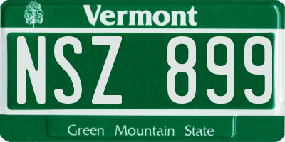VT license plate NSZ899