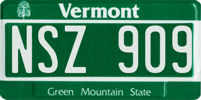 VT license plate NSZ909