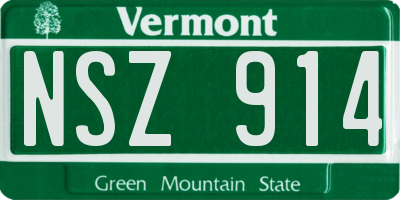 VT license plate NSZ914