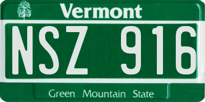 VT license plate NSZ916