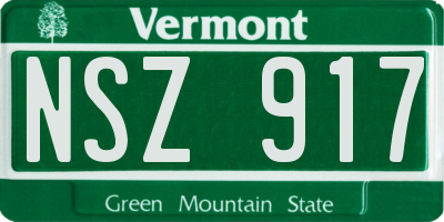 VT license plate NSZ917
