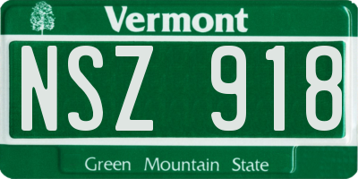 VT license plate NSZ918