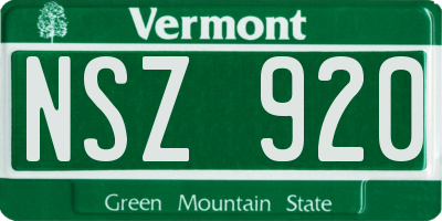 VT license plate NSZ920
