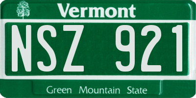 VT license plate NSZ921