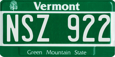 VT license plate NSZ922