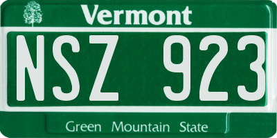 VT license plate NSZ923