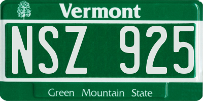 VT license plate NSZ925