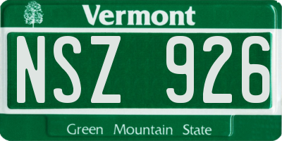 VT license plate NSZ926